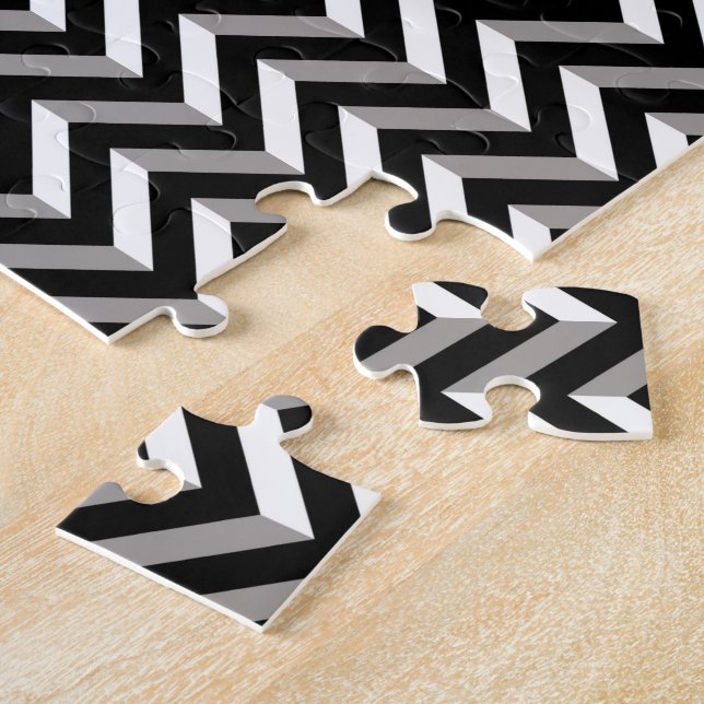 Chevrons Geometric Optical Illusion Jigsaw Puzzle (Side)