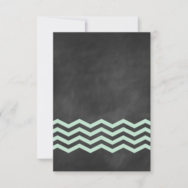 Chevrons on Chalkboard RSVP in mint Card (Front)