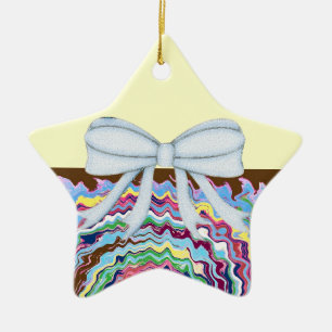 Chevrons Pattern Shower Party Office Destiny Ceramic Ornament