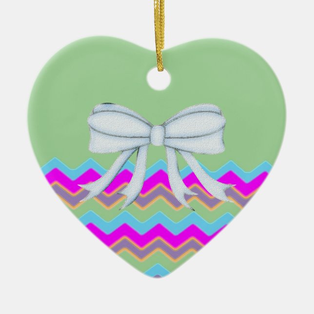 Chevrons Pattern Shower Party Office Destiny Ceramic Ornament (Front)