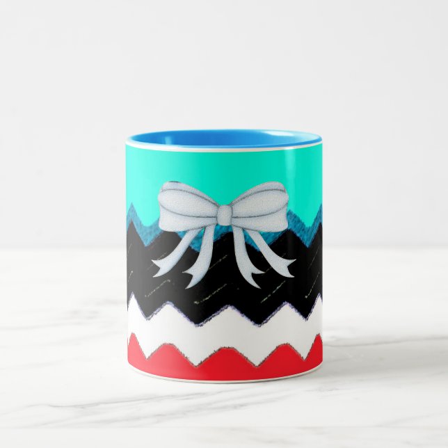 Chevrons Pattern Shower Party Office Destiny Two-Tone Coffee Mug (Center)