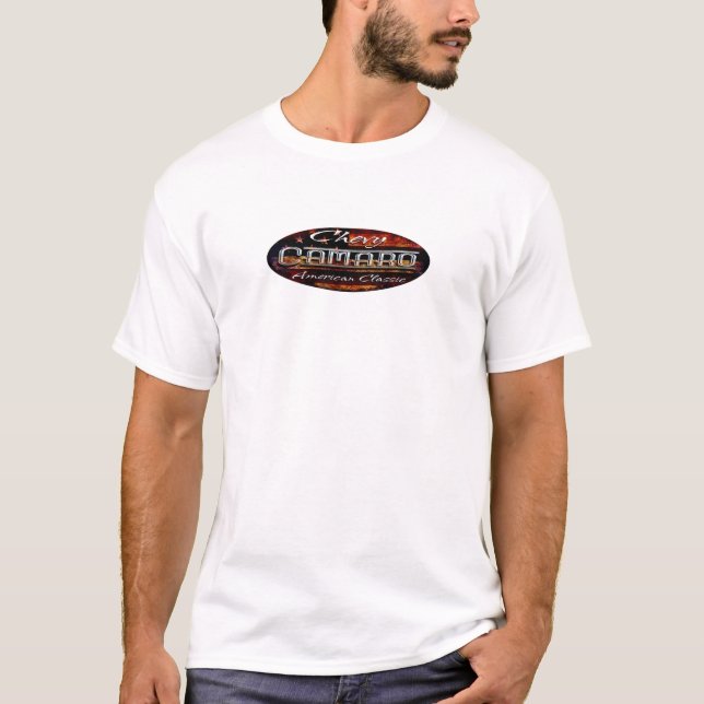Chevy Camaro - Oval Flag Emblem American Classic T-Shirt (Front)