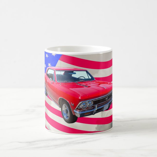 Chevy Chevelle SS 396 with American Flag Coffee Mug (Center)