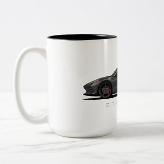 Chevy Corvette C8 Black Illustration Two-Tone Coffee Mug