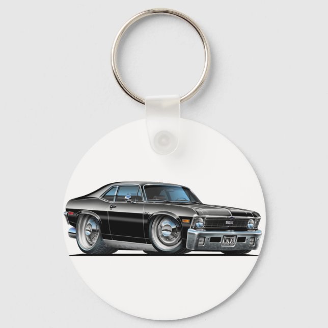 Chevy Nova Black Car Key Ring (Front)