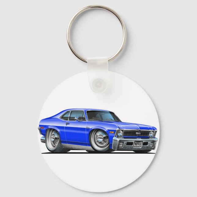Chevy Nova Blue Car Key Ring (Front)