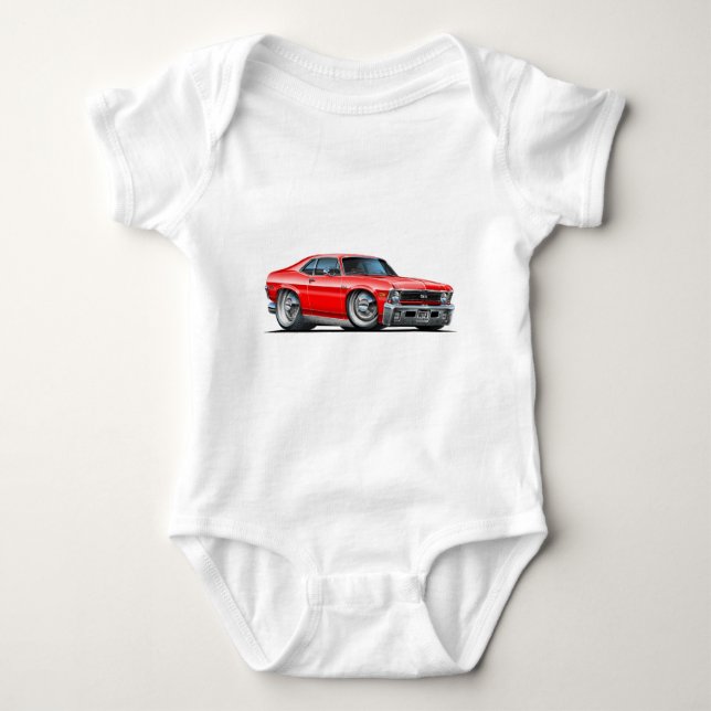 Chevy Nova Red Car Baby Bodysuit (Front)