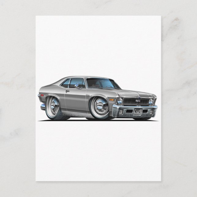Chevy Nova Silver Car Postcard (Front)
