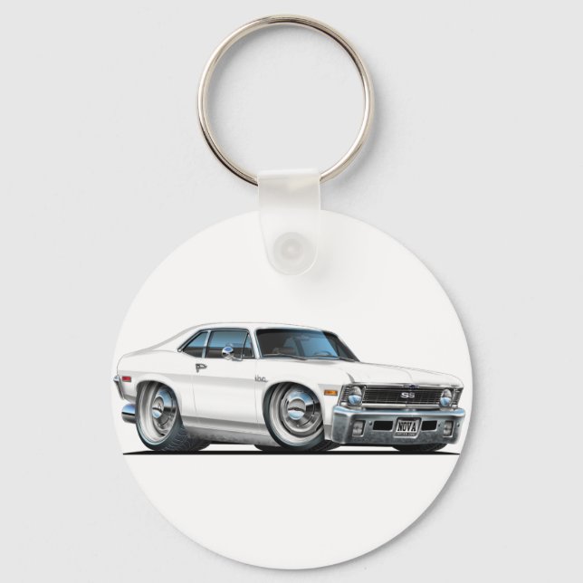 Chevy Nova White Car Key Ring (Front)