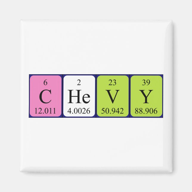Chevy periodic table name magnet (Front)