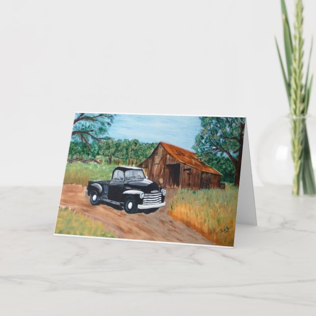 Chevy Pick-up and an old barn Holiday Card (Front)