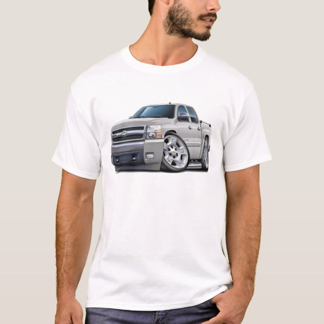 Chevy Silverado Dualcab White Truck T-Shirt (Front)