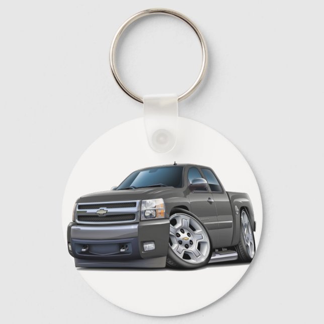 Chevy Silverado Grey Extended Cab Key Ring (Front)
