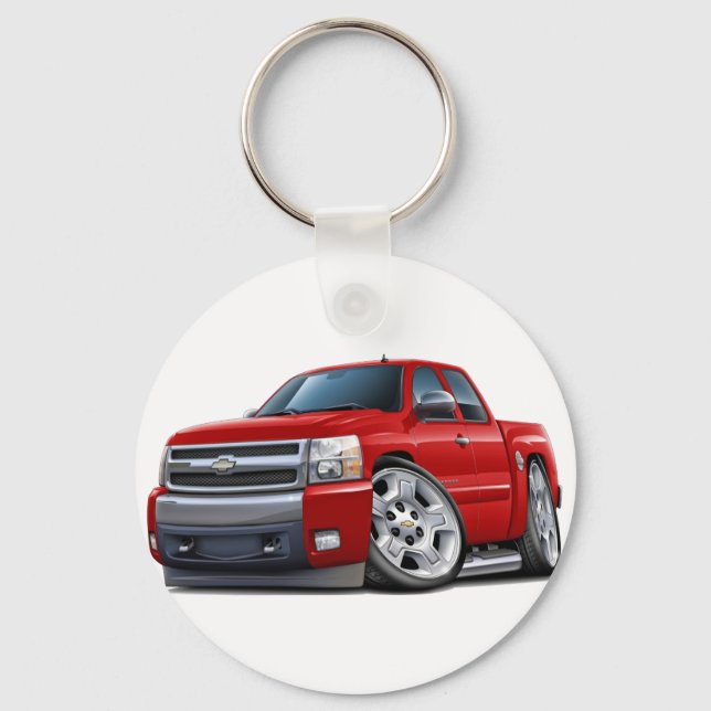 Chevy Silverado Red Extended Cab Key Ring (Front)
