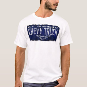 Chevy Truck Blue Classic Winged Skull Eroded Panel T-Shirt