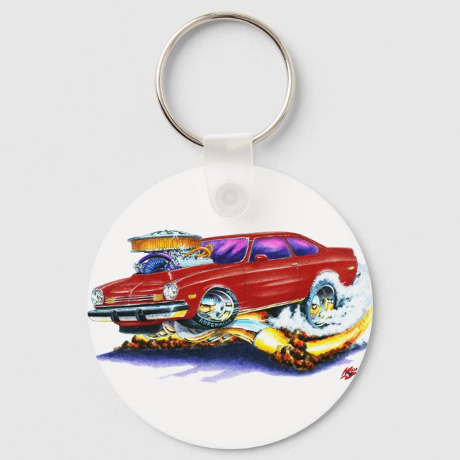 Chevy Vega Maroon Car Key Ring (Front)