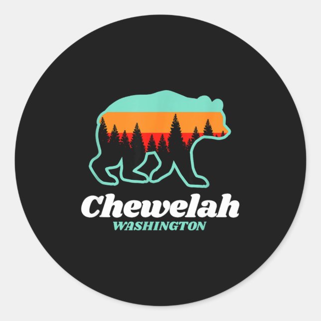 Chewelah washington skiing bear  classic round sticker (Front)