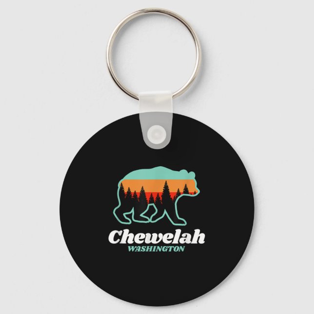 Chewelah Washington Skiing Bear  Key Ring (Front)
