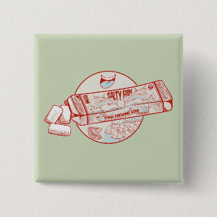 Chewing gum funny tuna fish flavour 15 cm square badge