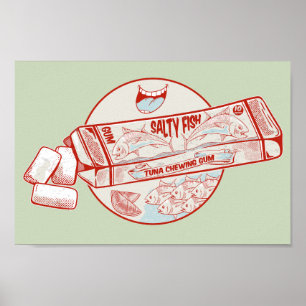 Chewing gum funny tuna fish flavour poster