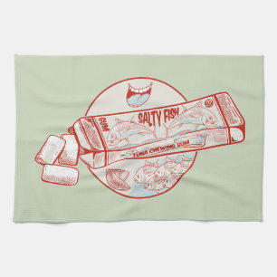 Chewing gum funny tuna fish flavour tea towel