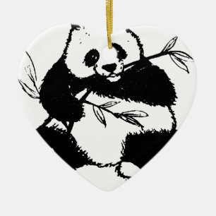 Chewing Panda Ceramic Ornament