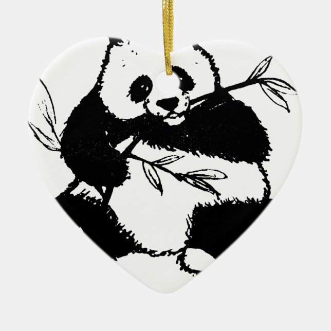 Chewing Panda Ceramic Ornament (Front)