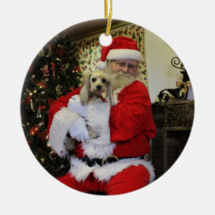 Chewy and Santa Ceramic Ornament