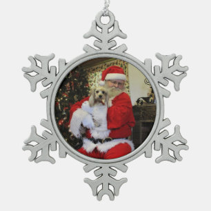 Chewy and Santa Snowflake Pewter Christmas Ornament