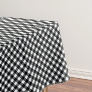 CHEX 12-BLACK-WHITE-COTTON TABLECLOTH 60x104in