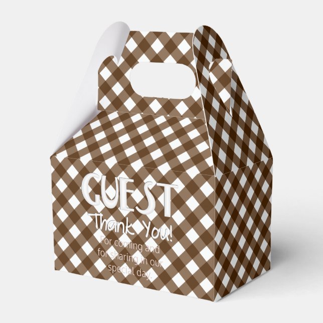 Chex 14-BROWN-PARTY FAVOR BOX, gable style Favour Box (Front Side)