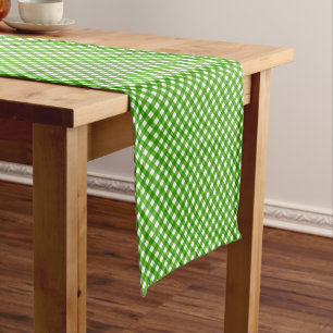 CHEX 2-GREEN-COTTON TABLE RUNNER-14x72in Short Table Runner
