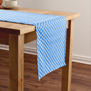 CHEX 6-PASTEL BLUE-COTTON TABLE RUNNER-14x72in Short Table Runner