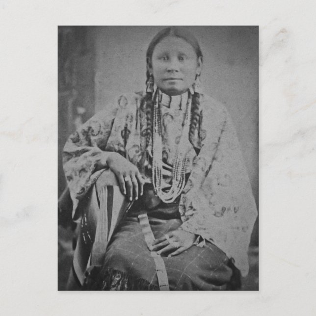 Cheyenne Indian Woman Vintage Stereoview Card (Front)