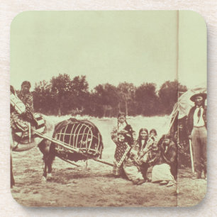 Cheyenne Indians on the Move, 1878 (b/w photo) Coaster