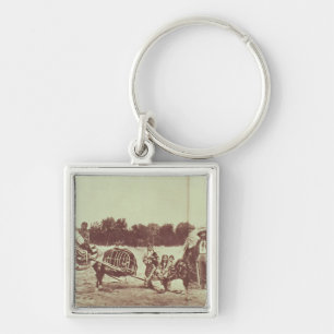Cheyenne Indians on the Move, 1878 (b/w photo) Key Ring