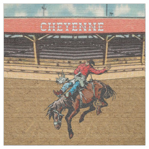 Cheyenne Rodeo Cowboy Bareback Bronc Riding Fabric