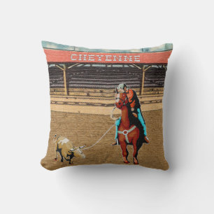 Cheyenne Rodeo Cowboy Steer Roping Team Roping Cushion