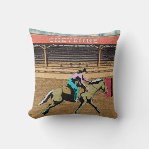 Cheyenne Rodeo Cowgirl Barrel Racing Pillow