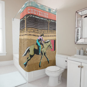Cheyenne Rodeo Cowgirl Barrel Racing Shower Curtain