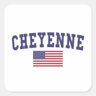 Cheyenne US Flag Square Sticker