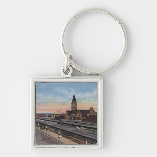 Cheyenne, WY - Union Pacific Railroad Station Key Ring (Front)
