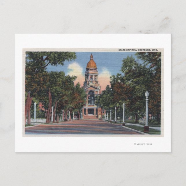 Cheyenne, WY - View of State Capitol and Drivewa Postcard (Front)