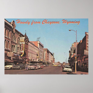 Cheyenne Wyoming, 1960s Downtown View Poster