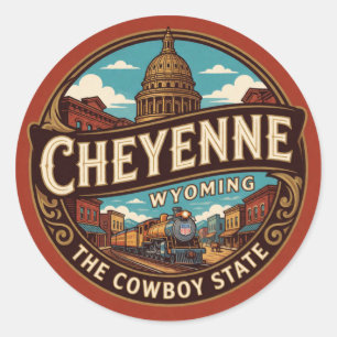 Cheyenne Wyoming Capital Western Travel Memory Classic Round Sticker