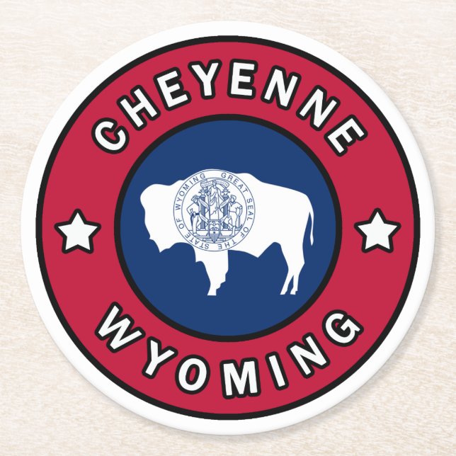 Cheyenne Wyoming Round Paper Coaster (Front)