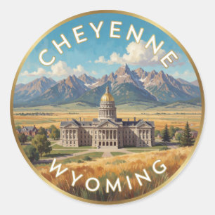 Cheyenne Wyoming Western Travel Classic Round Sticker