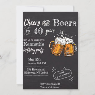 Chheers and Beers 60 40th 50th 30th 21st  Invitation