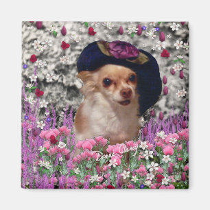 Chi Chi in Flowers - Chihuahua Puppy in Cute Hat Magnet