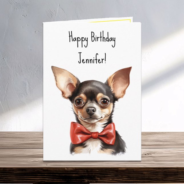 Chi Chihuahua Puppy Dog Birthday Name Card (Creator Uploaded)